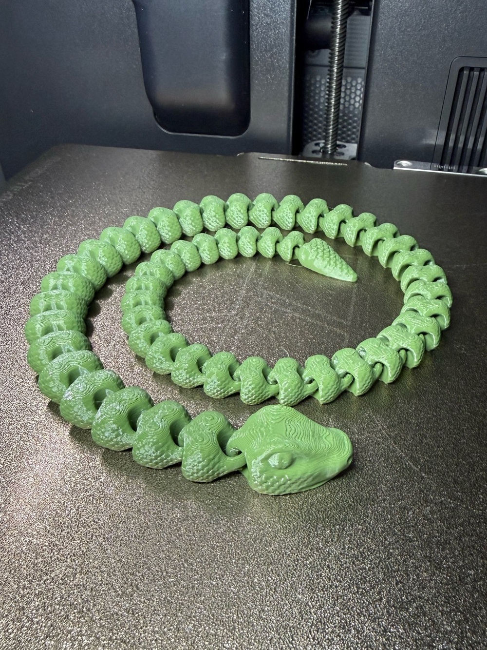 3D Printed Articulated Snake 🐍 Green PLA Flexi Fidget Toy 21.5” Long